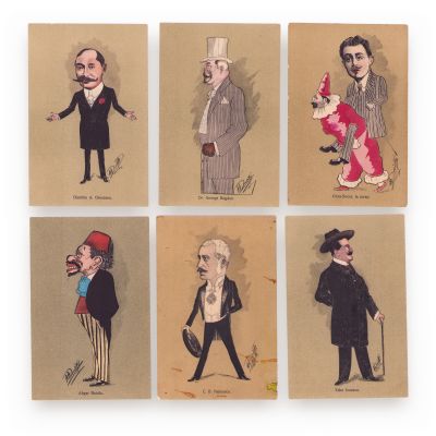 Personalități din România modernă, 17 cărți poștale caricaturale, ilustrator A. A. Livaditti 