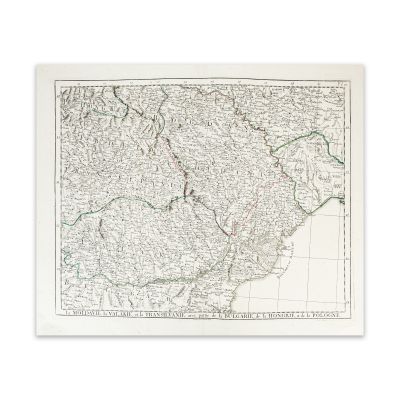 P. Santini, Harta Moldovei, Valahiei și Transilvaniei, gravură în cupru, 1777