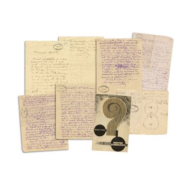 Dimitrie Știrbulescu, trei corespondențe pentru ministrul Th. Deleanu + patru file cu însemnări privind comenzile de viori, inclusiv pentru George Enescu