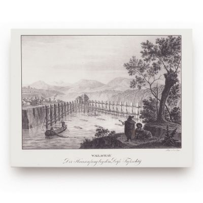 Valahia - La prins de morun în satul Tufești, litografie, Ludwig Ermini, 1824