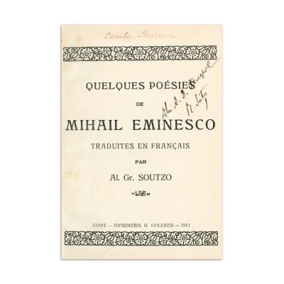 Quelques poesies de Mihail Eminescu, 1911 cu dedicația către A. D.  Xenopol