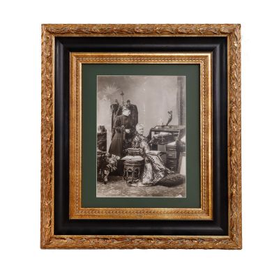 Regina Elisabeta și principesa Maria, fotografie de epocă de mari dimensiuni