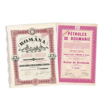 „Româna” și „Pétroles de Roumanie”, două acțiuni