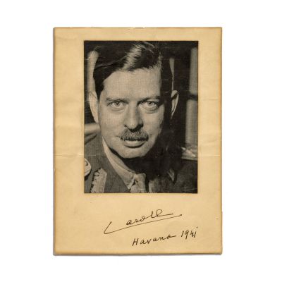 Regele Carol al II-lea, reproducere fotografică + semnătură olografă, 1941 