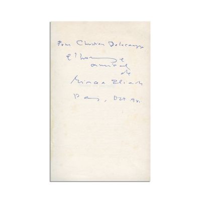 Mircea Eliade, Noces au Paradis, 1981, cu dedicația autorului pentru Christian Delacampagne