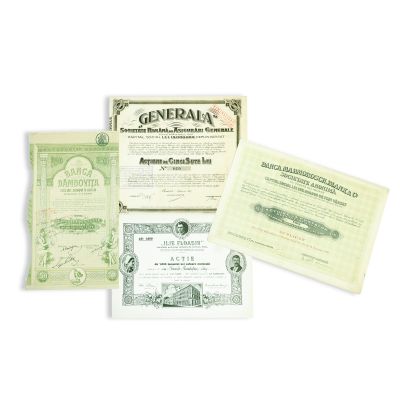 „Ilie Floașiu”, „Banca Marmorosch, Blank & Co”, „Banca Dâmbovița”, „Generala”, patru acțiuni