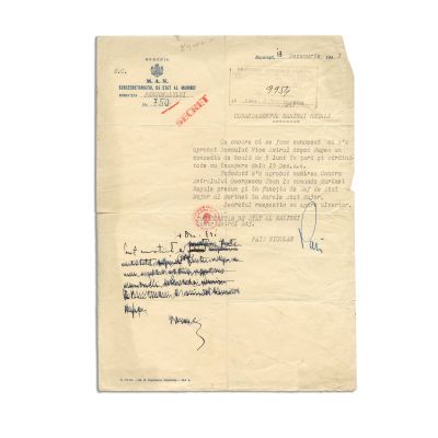 Contraamiral adj. Păiș Nicolae, adresă pentru Comandamentul Marinei Regale, 1941