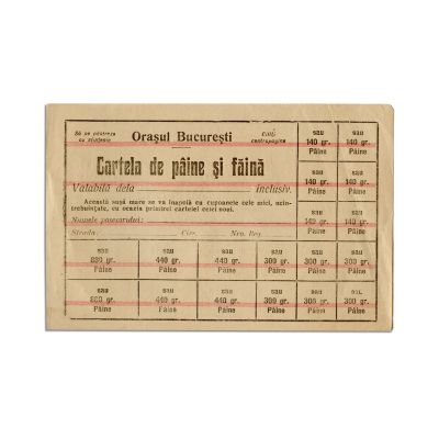 Cartelă de carne, pâine și făină, din perioada Primului Război Mondial