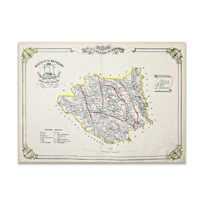 Harta districtului Botoșani, editor maiorul Dimitrie Papazoglu, 1863