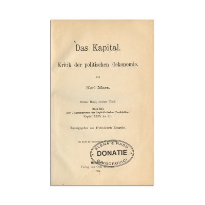 Karl Marx, Critica capitală a economiei politice, 1890-1894, volumul III prima ediție