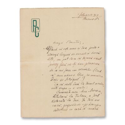Cezar Petrescu, scrisoare pentru Nicolae Bontaș, 1 februarie 1929