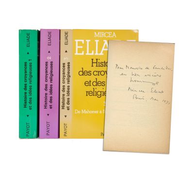 Mircea Eliade, Histoire des croyance et des idées religieuses, 3 volume, cu dedicație pentru Maurice de Gandillac