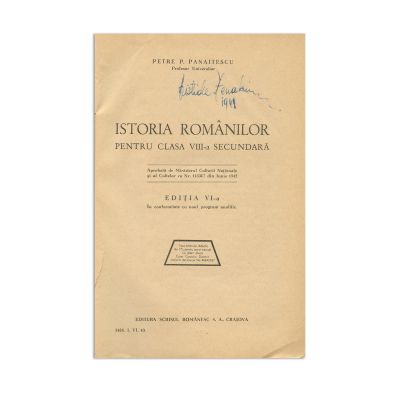 Petre P. Panaitescu, Istoria Românilor pentru clasa a VIII-a secundară, 1943