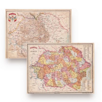 Harta politică a României + harta pe județe a României, 1923