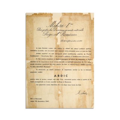 Afiș, Abdicarea Regelui Mihai I, 30 decembrie 1947