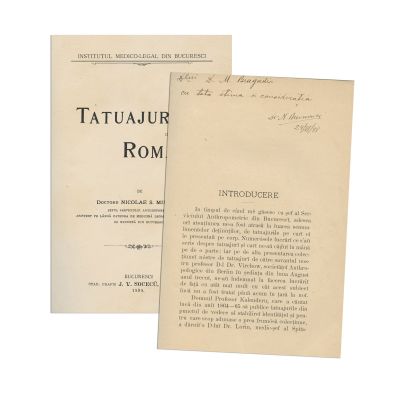 Dr. Nicolae Minovici, Tatuajele în România, 1898, cu dedicație pentru Dumitru Marinescu Bragadiru
