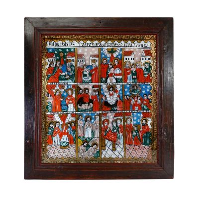  Icoană Prăznicar, tempera pe sticlă, jumătatea sec. XIX