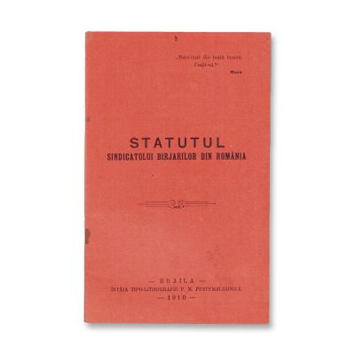Statutul Sindicatului Birjarilor din România, 1910