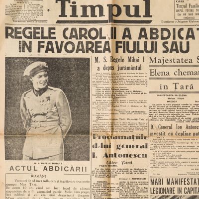 Publicația „Timpul”, 8 septembrie 1940 - abdicarea regelui Carol al II-lea 
