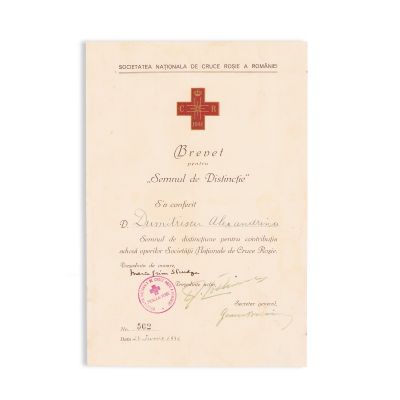 Dumitrescu Alexandrina, brevet al Societății Naționale de Cruce Roșie, 1942