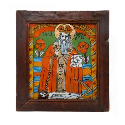 Icoană pe glaje, Sf. Haralambie vindecătorul de ciumă, a doua jumătate a sec. XIX