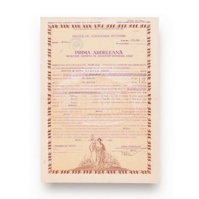 Societatea de Asigurări „Prima Ardeleană”, poliță de asigurare de incendiu, 15 aprilie 1904