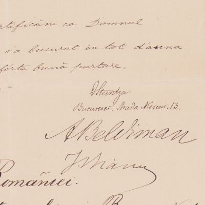 Cazierul lui Ion Dimitrie Ghica, cu semnăturile olografe ale lui Dimitrie Sturdza, Alexandru Beldiman și Ion Bianu
