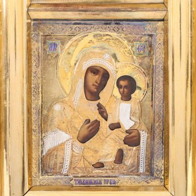 Icoană rusească, Născătoarea de Dumnezeu cu Pruncul, Tihvinskaya, începutul sec. XX