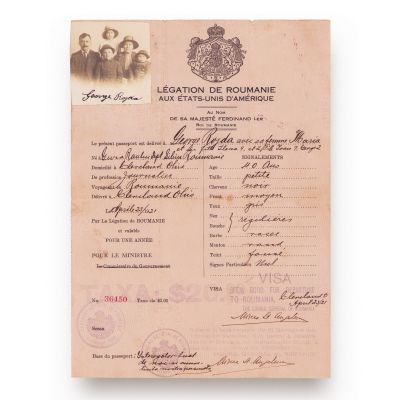 George Rojda și familia, pașaport, 23 aprilie 1921