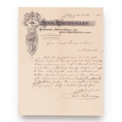 Samuel Wachsmann-Jidvei, scrisoare olografă, 26 aprilie 1913