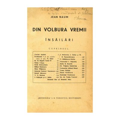 Jean Naum, Din volbura vremii, [1939] cu dedicație
