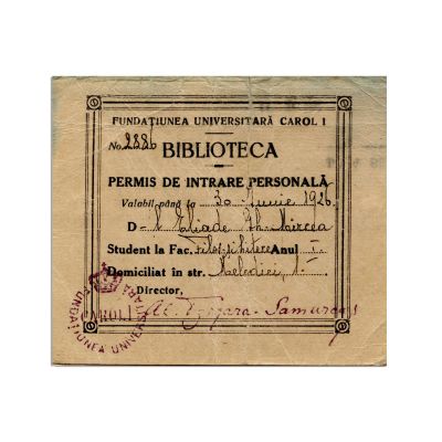 Mircea Eliade, permis de intrare la Fundația Universitară „Carol I”