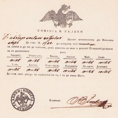 Document emis de Comisia V. Galben, ianuarie 1847 