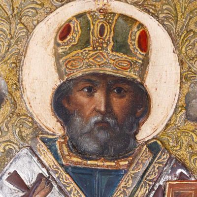 Icoană Sfântul Ierarh Nicolae, mare făcător de minuni, tempera pe lemn, finalul sec. XVIII