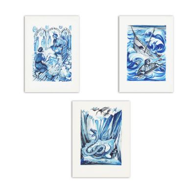 Sinbad marinarul, trei planșe realizate de Adrian Ionescu, cu semnătură, 1991 