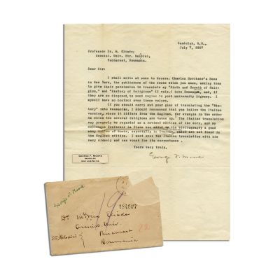 George F. Moore, scrisoare pentru Mircea Eliade, 7 iulie 1927