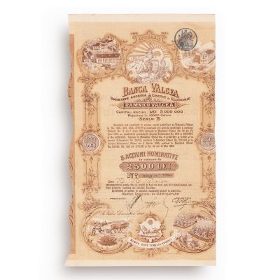 „Banca Vâlcea”, acțiune nominativă în valoare de 2500 lei, 1922