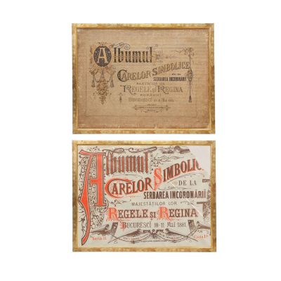 Două coperte ale albumului Carelor Simbolice, cromolitografie și cromolitografie pe pânză