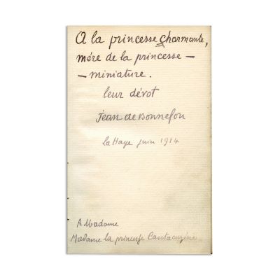 Jean de Bonnedon, Verba et Voces, exemplar bibliofil cu dedicație către Maruca Cantacuzino