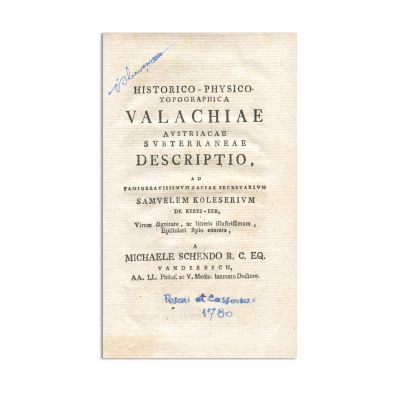 Michael Schendo, Historico-Physico-Topographica Valachiae, 1780