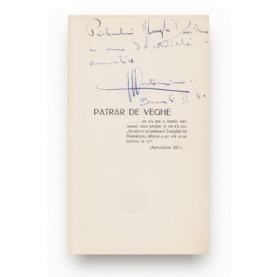 G. M. Cantacuzino, Pătrar de veghe, 1938, cu dedicație olografă