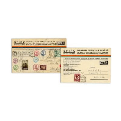 Expoziția Filatelică Română, carte poștală + plic, 1932