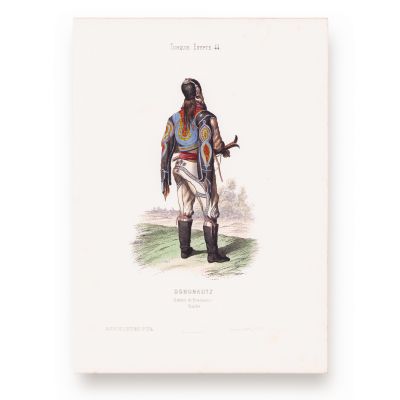 Dorobanț din Romanați, litografie colorată manual, gravor L. Guerdet, cca. 1840