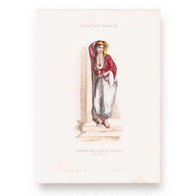 Femeie grecoaică la Varna + Țăran bulgar din Varna, două litografii colorate manual, cca. 1840