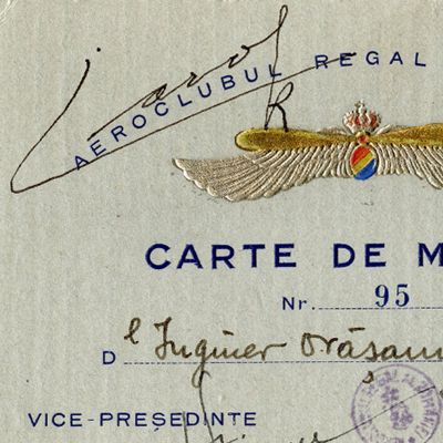 Aeroclubul Regal al României, carte de membru cu semnătura regelui Carol al II-lea