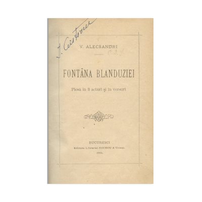 Vasile Alecsandri, Fântâna blanduziei, 1884, prima ediție