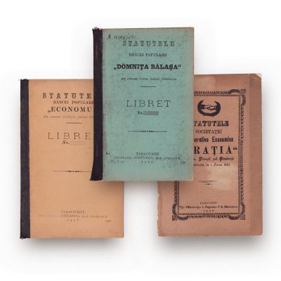 Societățile „Frăția”, „Economul”, „Domnița Bălașa”, trei statute bancare, 1902-1907