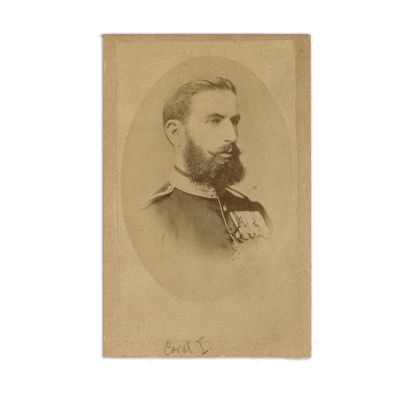 Domnitorul Carol I, fotografie format carte-de-visite, atelier Hermann Leon