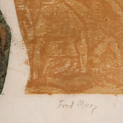Fred Micoș, Columna lui Traian și Coloana fără sfârșit, xilogravură pe pânză