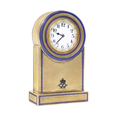 Ceas de birou, Art deco, ce a aparținut reginei Maria, din argint și diamante cu monograma reginei Maria, atelier Louis Kuppenheim, 1920-1930